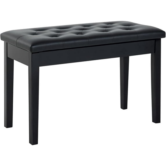 Beran7 Piano Bench, Duet Piano Chair with Faux Leather Padded Cushion and Wooden Frame, Button Tufted Keyboard Bench, Black