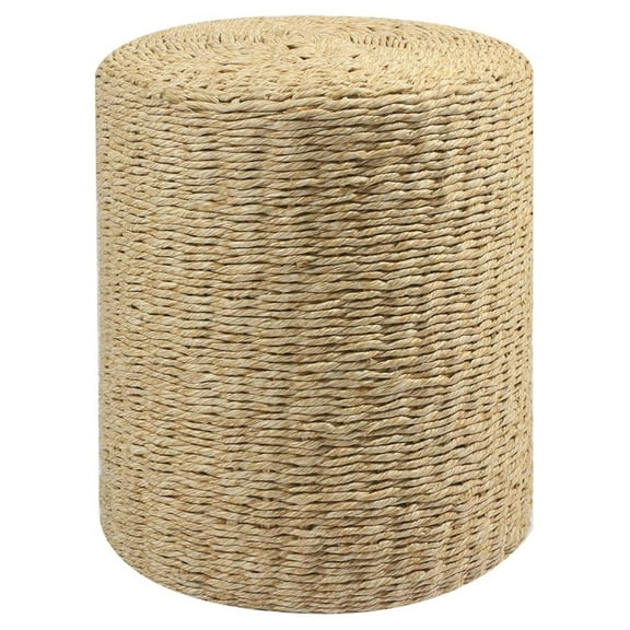 Beran7 Pouf Ottoman, 100% Handwoven Seagrass Braided Pouffe, Boho Decor Floor Chair for Couch or Desk, Outdoor Ottomans for Garden, Round Footrest with Wood Frame, Home Decorative Seat for Balcony