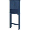 thumbnail image 1 of Beran7 Over The Toilet Storage with 2 Doors & Adjustable Shelf, Free Standing Toilet Rack Wooden Space-Saving Collect Cabinet, Bathroom Furniture, L24.5xW9xH66 in, Navy Blue, 1 of 9