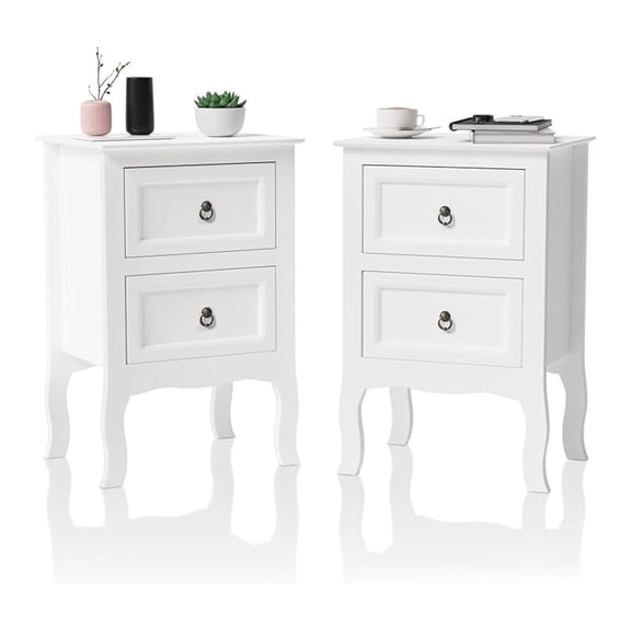 Beran7 White Nightstands Set of 2, Tool-Free Setup Nightstand, 2 Drawer Night Stands for Bedrooms, Easy & Quick Install Small Bedside Tables, Girls Nightstand, Side Table, End Table for Small Spaces
