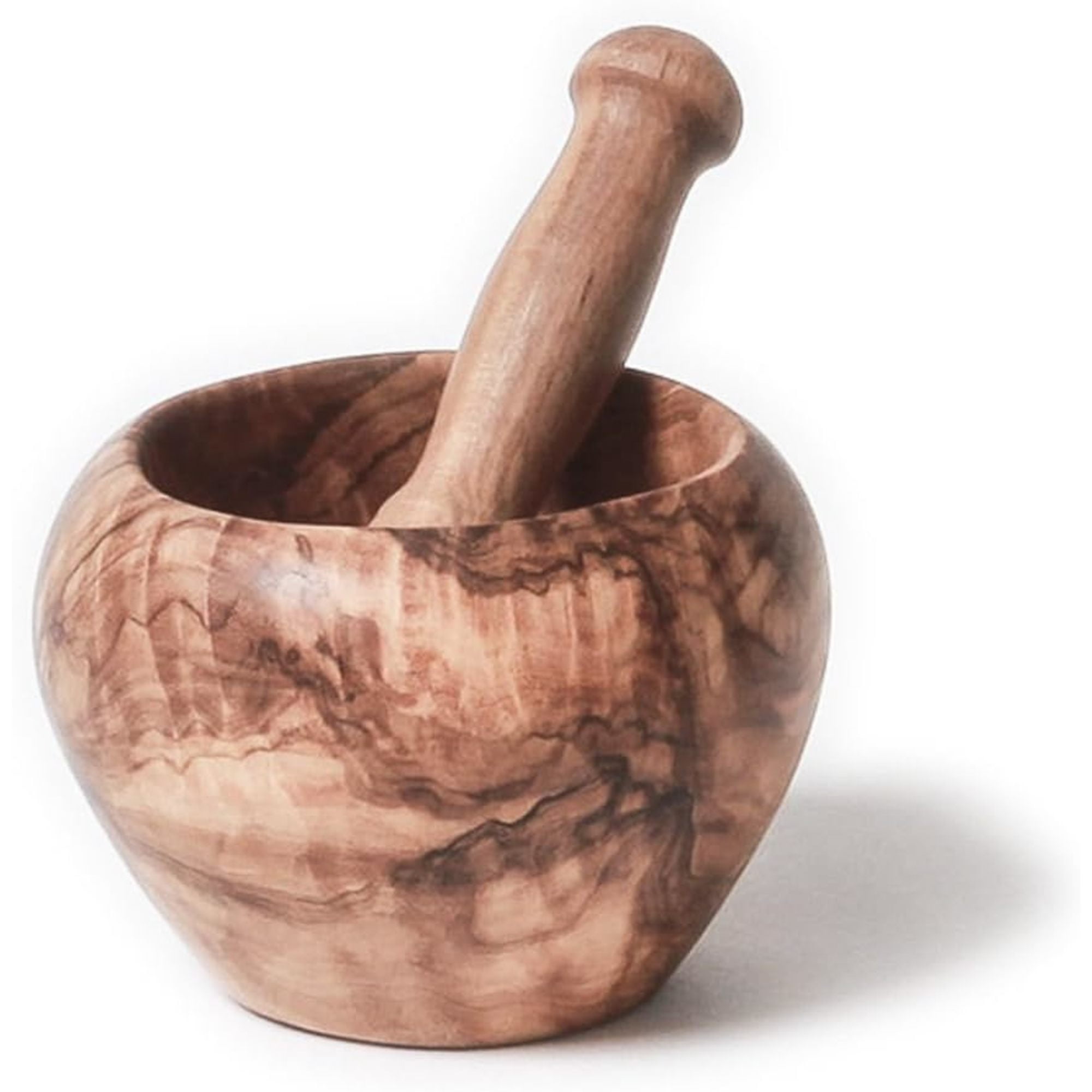 Handcrafted Natural Olive Wood Mortar and Pestle Set, 5-Inch