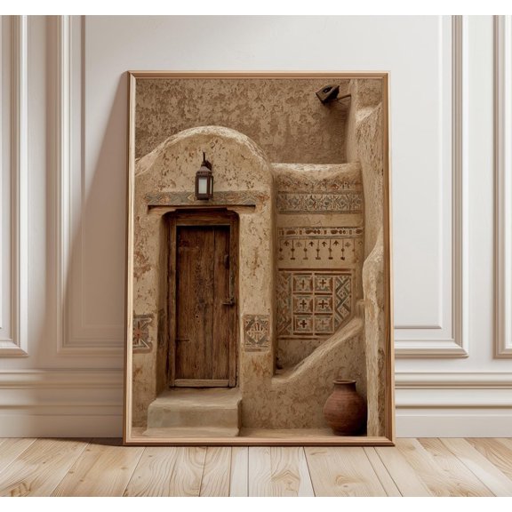 Berber Doorway Moroccan Desert Adobe Architecture Rustic Earth Tone Decor, Unframed Paper Poster 8x10in