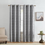Threadmade Berber Ikat Print Blackout Window Curtain Panel, Set of 2, Charcoal - 37"W x 63"L