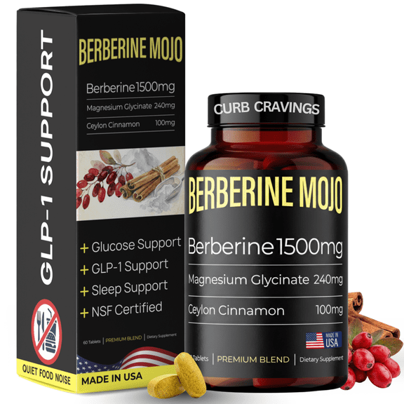 Berberine 1500mg Supplement with Magnesium Glycinate and Ceylon Cinnamon. Weight Management & Immunity Booster for Women & Men. High Potency & Absorption. Premium Blend - Berberine Mojo