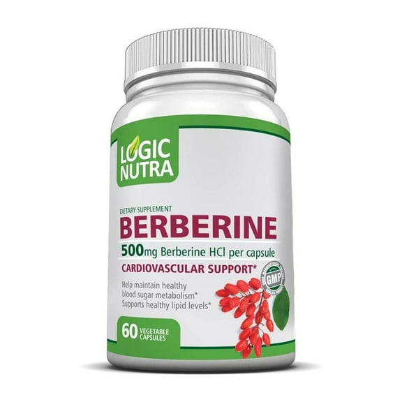 Logic Nutra Berberine for Blood Sugar Metabolism and Cardiovascular Support, 500mg, 60 Capsules
