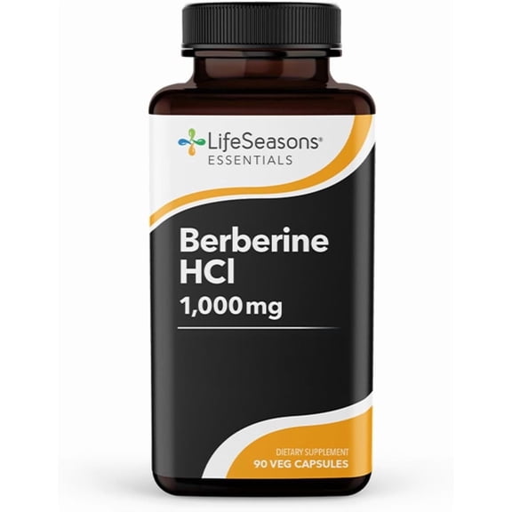 LifeSeasons Berberine - Support for Digestion, Heart & Immune Health - Balances Sugar and Lipid Levels in Blood - 1000 mg per Serving - 90 Capsules