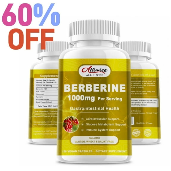 Berberine Supplement - 1000mg Berberine with Ceylon Cinnamon, Milk Thistle & Turmeric Extract, Organic Herbal Formula Support Gastrointestinal Function, Cardiovascular & Glucose Metabolism