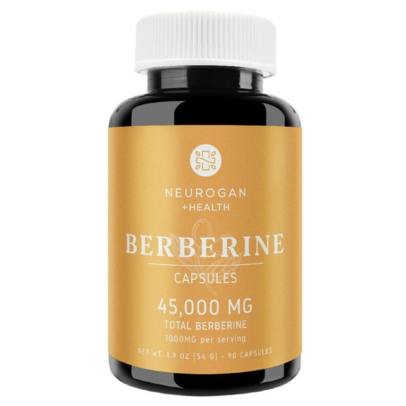 Berberine Supplement Capsules, 1000MG Natural Berberine per Serving - Berberine HCI for Metabolic Support & Health, 98% Highly Purified and Bioavailable, 90 Vegan Capsules 45 Servings Neurogan Health