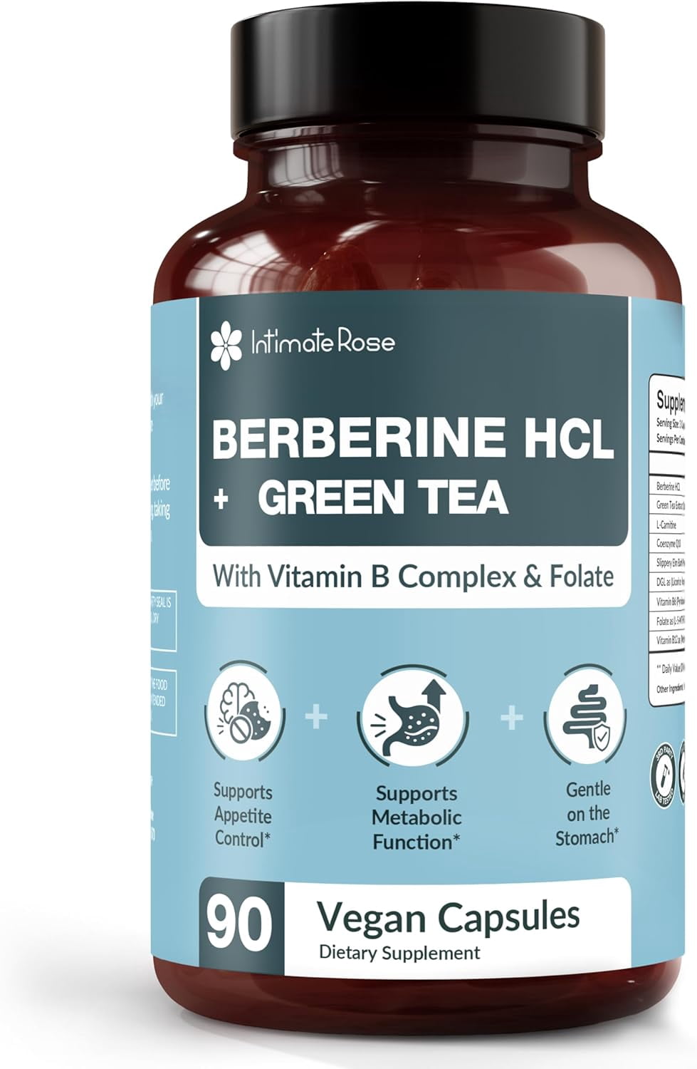 Berberine Supplement with Green Tea Extract - Pure Potency for Metabolic Wellness, Gut Health - Appetite & Craving Control - 90 Capsules