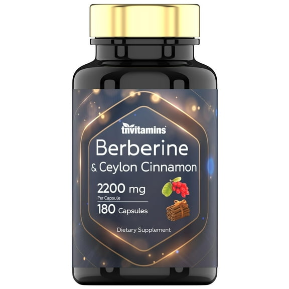 Berberine with Ceylon Cinnamon: 2200 mg Per Capsule - 180 Capsules | 6 Month Supply