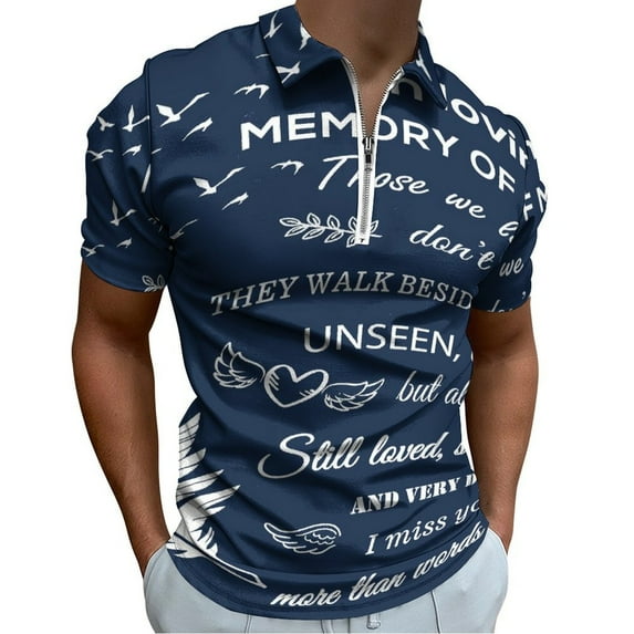 Bereavement Gifts Memorial Gifts for Loss of Loved One Sympathy Men Zipper T-shirt Summer Casual Short Sleeve T-shirt Top