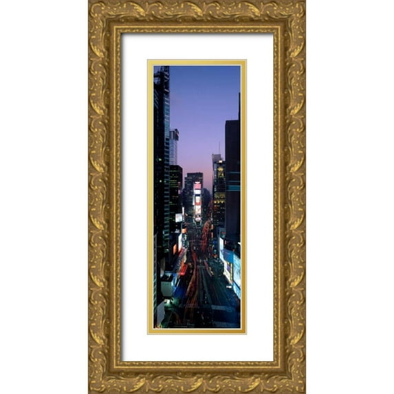Berenholtz, Richard 13x32 Gold Ornate Wood Framed with Double Matting Museum Art Print Titled - Times Square at night