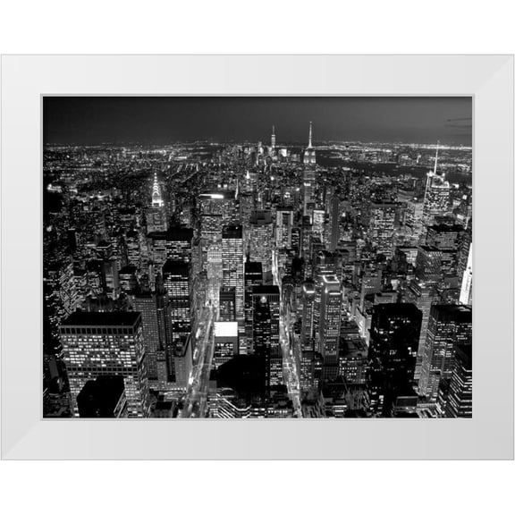 Berenholtz, Richard 14x12 White Modern Wood Framed Museum Art Print Titled - Midtown Manhattan at night