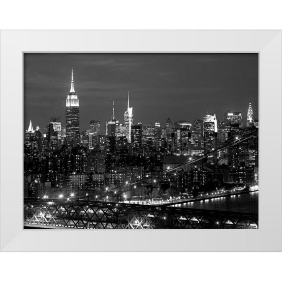 Berenholtz, Richard 14x12 White Modern Wood Framed Museum Art Print Titled - Midtown Manhattan at night