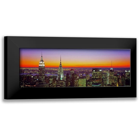 Berenholtz, Richard 14x7 Black Modern Framed Museum Art Print Titled - Midtown Manhattan at Sunset NYC