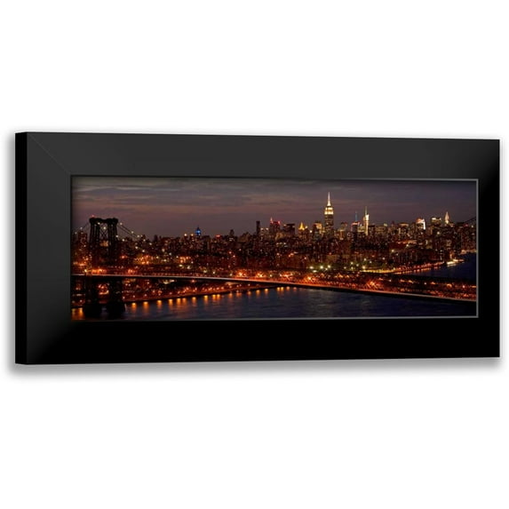 Berenholtz, Richard 14x8 Black Modern Framed Museum Art Print Titled - Midtown Manhattan and Williamsburg Bridge
