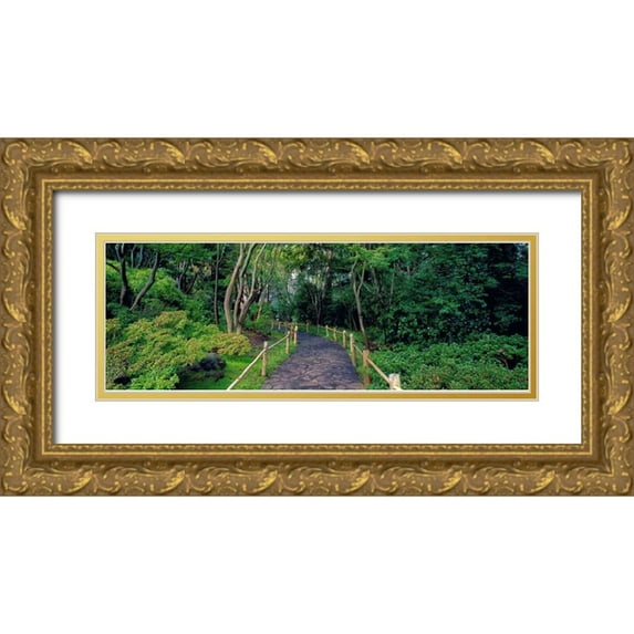 Berenholtz, Richard 18x9 Gold Ornate Wood Framed with Double Matting Museum Art Print Titled - Tea Garden Walkway San Francisco Botanical Gardens