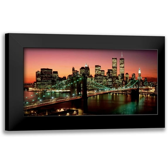 Berenholtz, Richard 24x14 Black Modern Framed Museum Art Print Titled - Brooklyn Bridge NYC