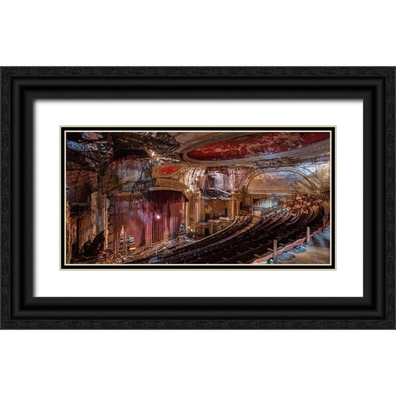 Berenholtz, Richard 24x14 Black Ornate Wood Framed with Double Matting Museum Art Print Titled - Abandoned Theatre, New Jersey (detail II)