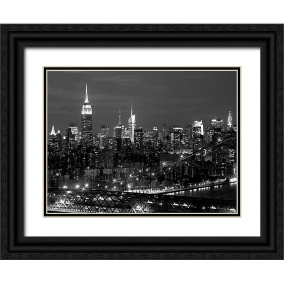 Berenholtz, Richard 32x25 Black Ornate Wood Framed with Double Matting Museum Art Print Titled - Midtown Manhattan at night