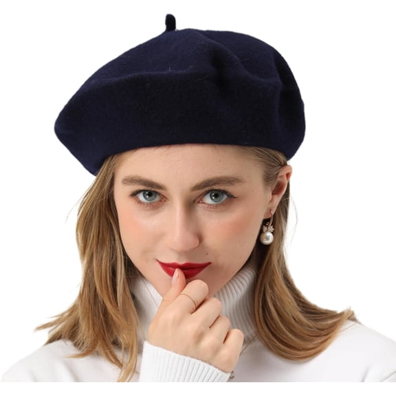 Beret-Classic Wool Beret Solid Color Womens Beret Cap Hat 1pack