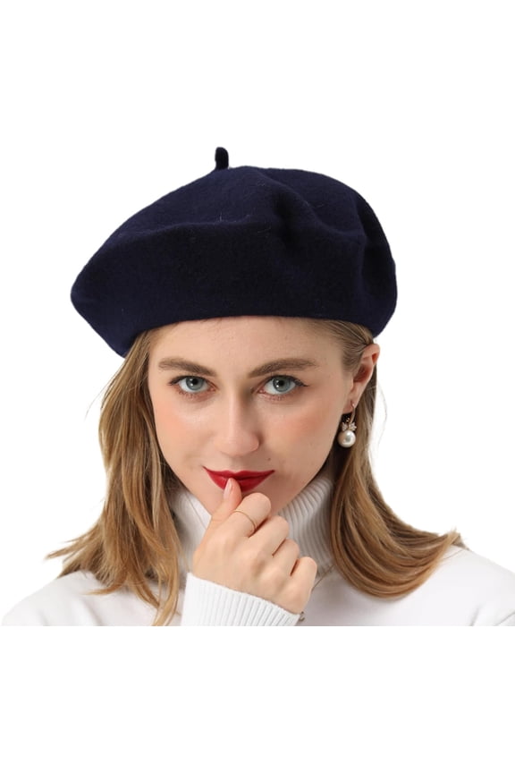 Beret-Classic Wool Beret Solid Color Womens Beret Cap Hat 1pack