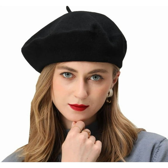 Beret-Classic Wool Beret Solid Color Womens Beret Cap Hat 1pack