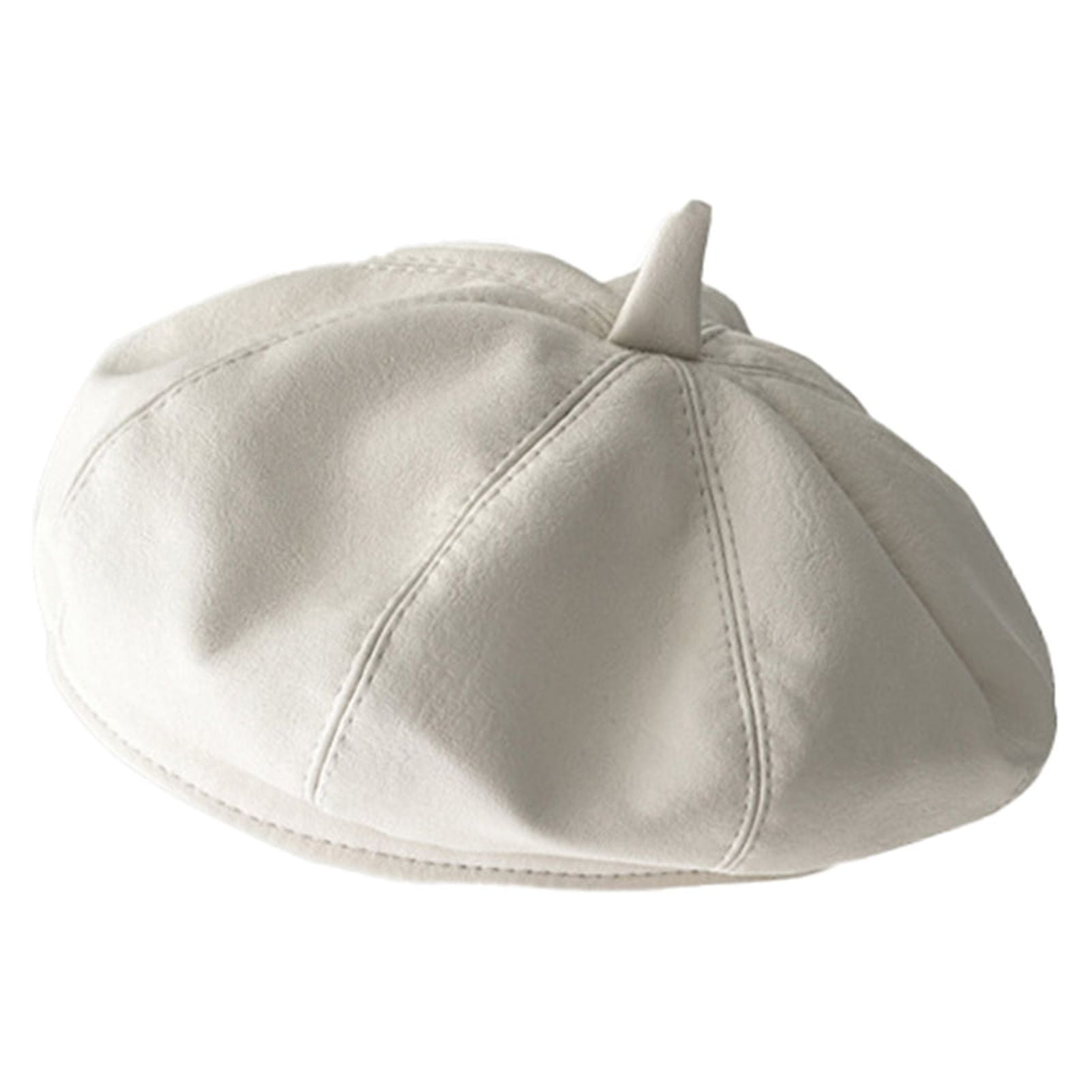 Beret Hat Causal Solid Color Faux Leather No Brim Dome