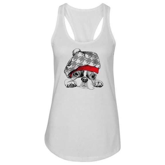 Beret Hat French Bulldog Tank Women -Image by Shutterstock, Female Medium