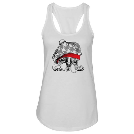 Beret Hat French Bulldog Tank Women -Image by Shutterstock, Female Small