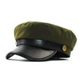 thumbnail image 1 of Beret Hat Leather Flat Top Peaked Cap Blend Breathable Classic Eight Panel British Style Adjustable Strap, 1 of 2