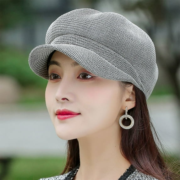 Beret Hat for Women | Hollow Out Knitted Octagonal Newsboy Cap | Sun Protection Travel Hat | Adjustable Drawstring | Acrylic Material | Fits 22-22.8in | Multicolor | 1 Piece