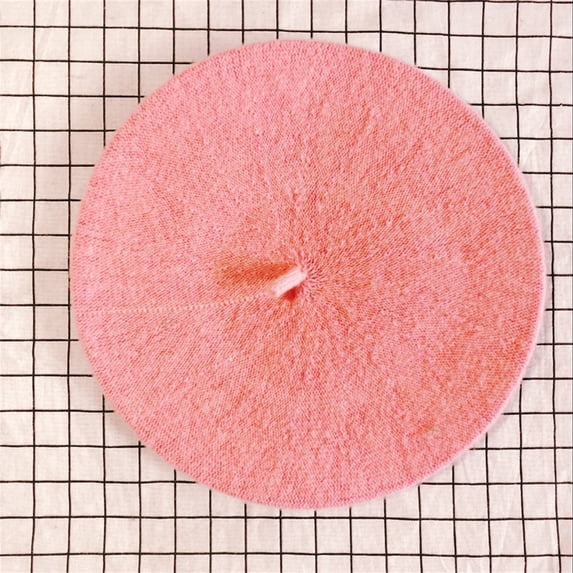 Beret Hat Women Solid Imitation Wool Painter Hat Knitted Cotton Pink by Duoif