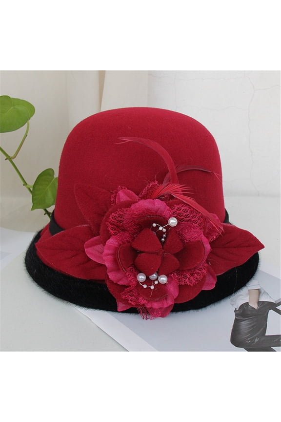 Beret Hat, Women's Fashion French Painter Hat, Feather Flower Decor Beret, Wool Beret for Women, Autumn Winter, Artistic Style, Chic And Warm Baberdicy, Ideal for Women