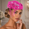 thumbnail image 1 of Beret Hat for Rhinestone Tassel Soft Casual Cap Daily Leisure Floral Design Top Wear Universal, 1 of 3