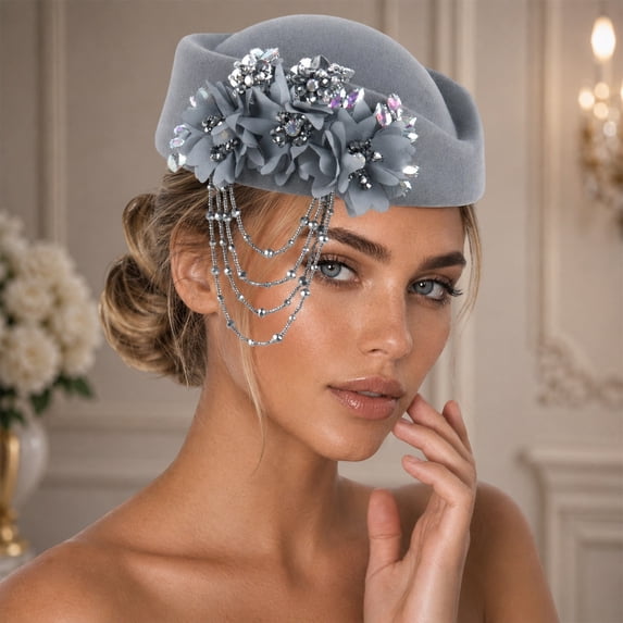 Beret Hat for Rhinestone Tassel Soft Casual Cap Daily Leisure Floral Design Top Wear Universal