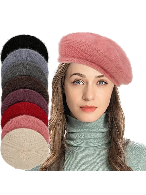 Beret Hat for Women, French Style Beanie Winter Fashion Warm Wool Lining Knit Cap