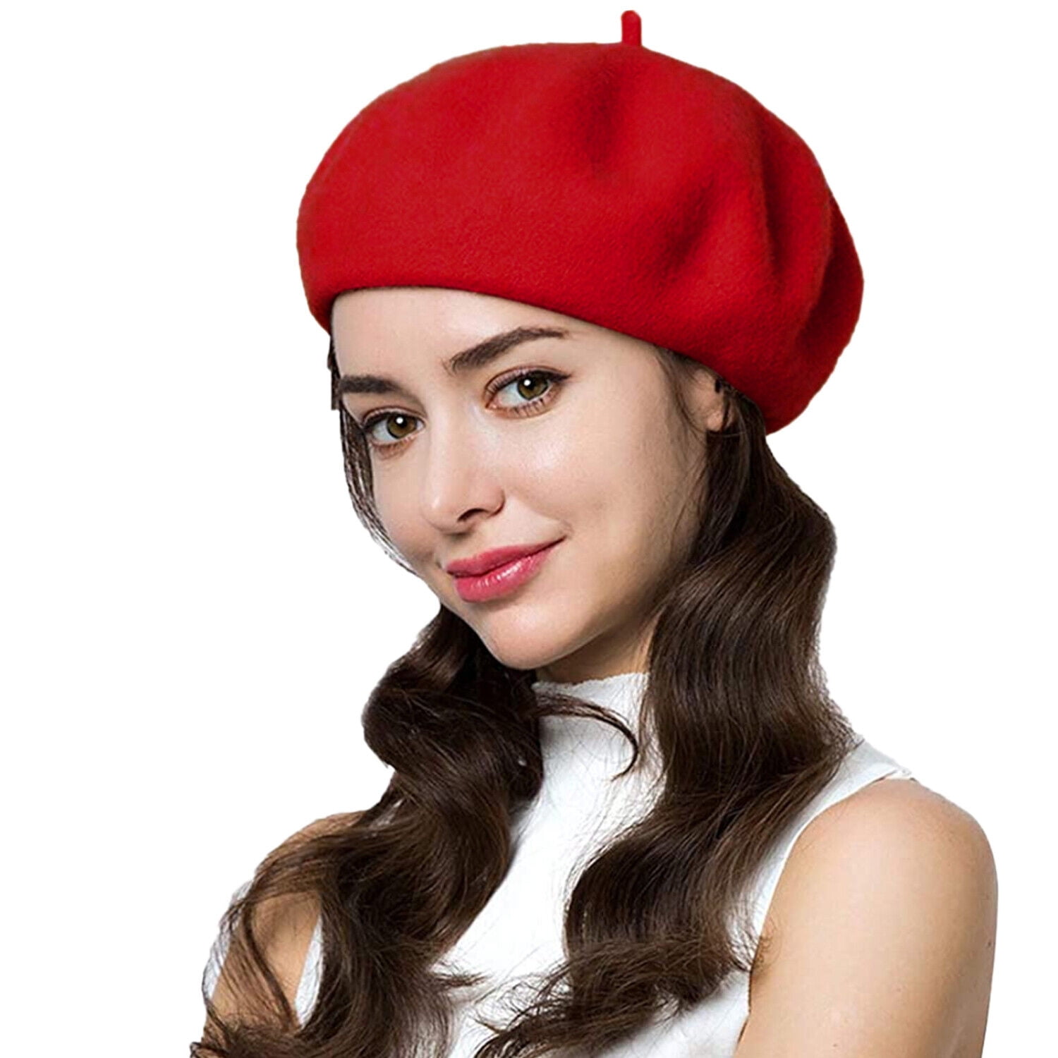 7789 Winter Warm Rhinestone Beret Red Hats For Women Barette Wool French Knit Wool Beret Women main image 3