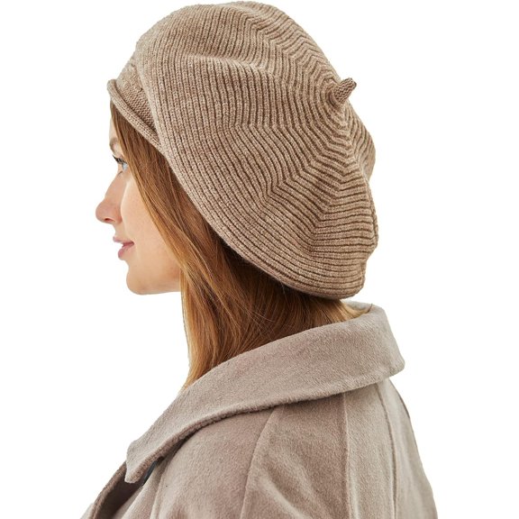 Beret Hat for Women,  Style Beanie Winter Fashion Warm Thickened Lining Knit Cap