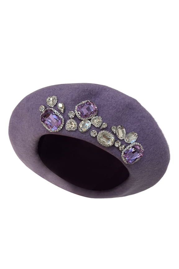 Beret Hats for Women BWASD Casual Classic French Style Solid Color Painter Hat Stylish Rhinestone Flower Decor Beanie Fashion Accessories Outdoor Pink