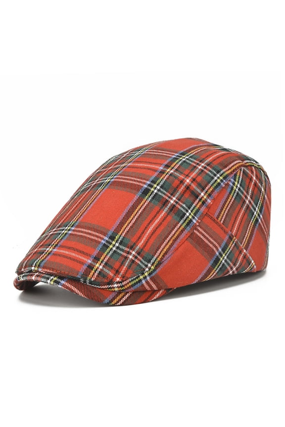 Beret Hats for Men Sun Protection Newsboys Cap Mens Vintage Plaid Printed Breathable British Artist Hat