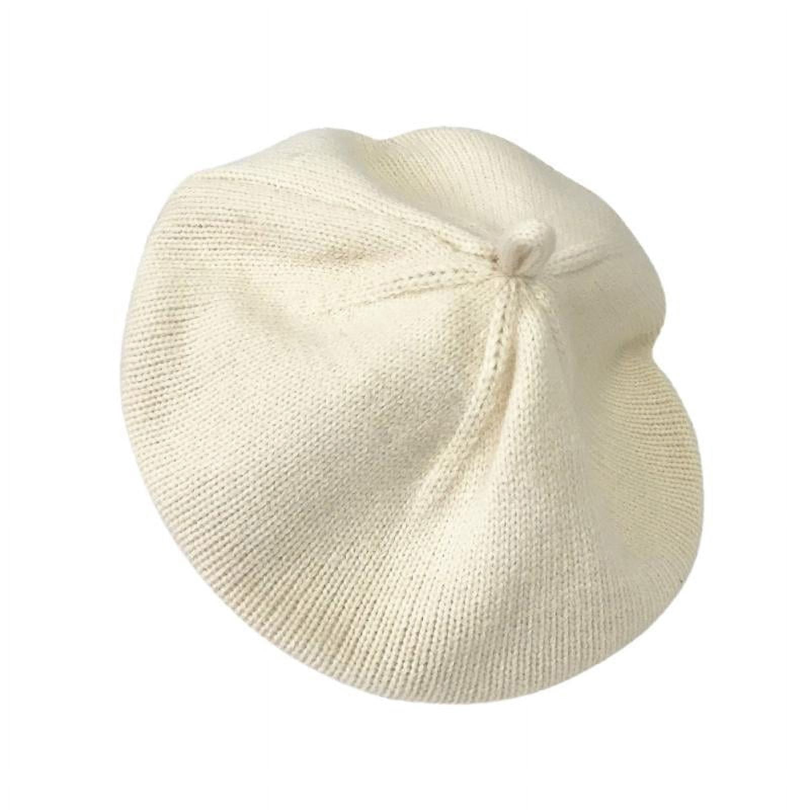 Cream Multi Color Beret Hat Cream Cashmere Beret Hat Knitted Orange Leaf • Oats & Rice main image 3