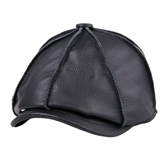 Beret Men Genuine Leather Newsboy Hat Earflaps Octagonal Cap Brown Male Brand Winter Warm Vintage Cowhide Leather Cap ,Fashion Design