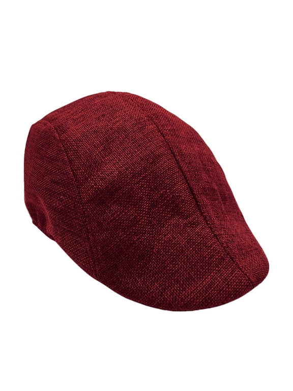 Beret Style Flat Cap Newsboy Ivy Cabbie Hat with Textured Woven Exterior Panel Construction and Curved Brim Design
