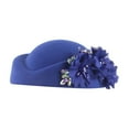 thumbnail image 1 of Beret for Women Church Hats Flower Applique Pillbox Fascinator Tea Caps Blue, 1 of 4