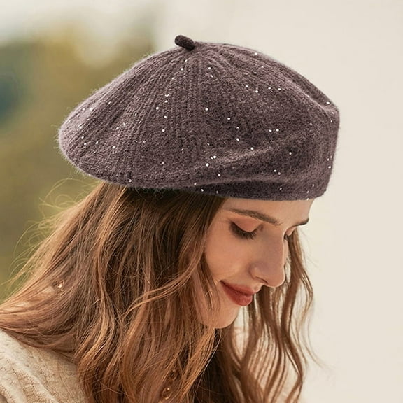 Berets Women's Autumn/Winter Knitted Hats with Velvet Winter Knitted Hats Wholesale Solid Color Women's Hats 1pcs