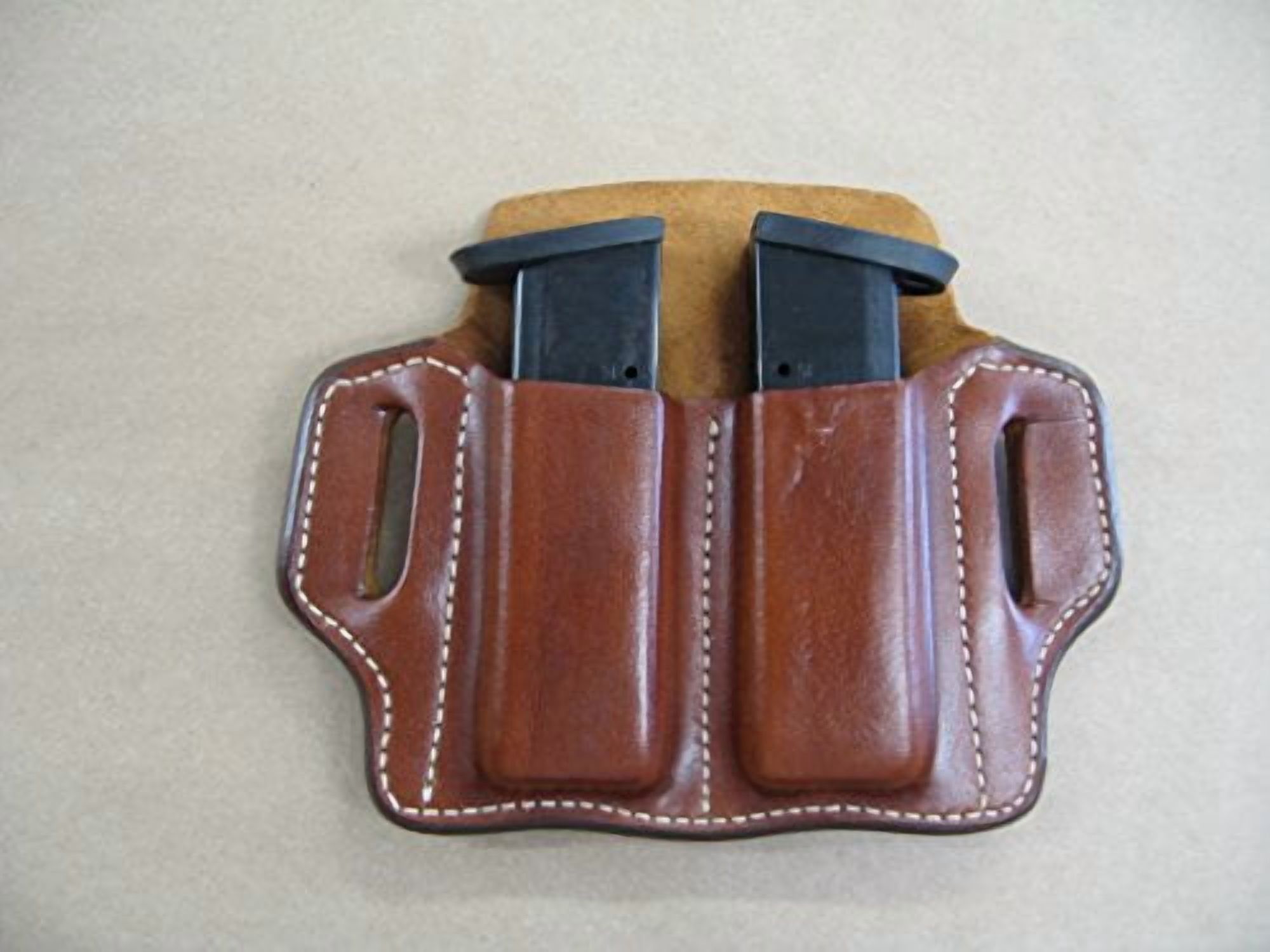 Beretta Storm, 8040 Cougar .40 Leather 2 Slot Molded Pancake Belt Mag Pouch TAN