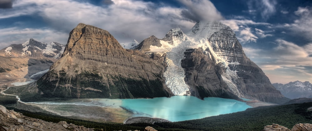 Berg Lake Mount Robson Provincial Park Mount Robson Provincial ParkBritish ColumbiaCanada Canvas Art - Clarke Wiebe Design Pics (23 x 9)