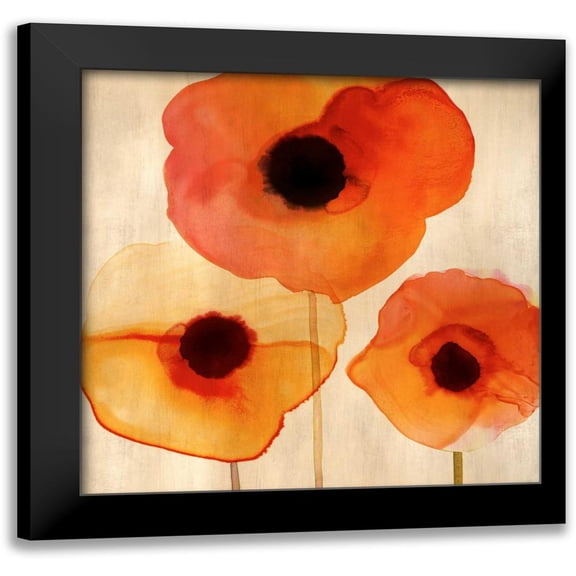 Berg, Margaret 12x12 Black Modern Framed Museum Art Print Titled - Orange Poppies I