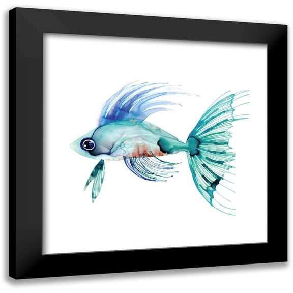 Berg, Margaret 12x12 Black Modern Framed Museum Art Print Titled - Teal Fish